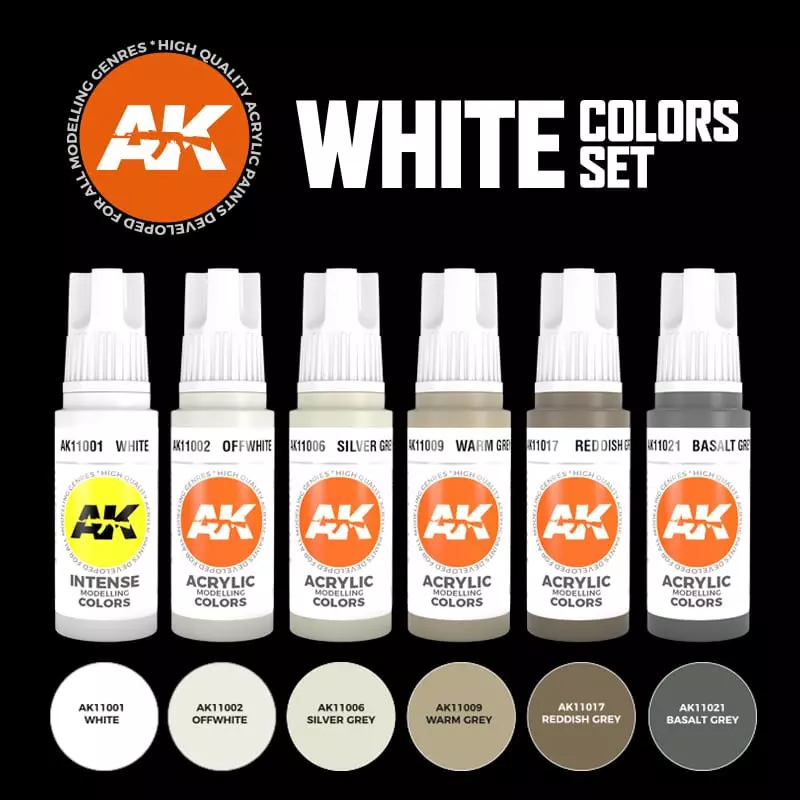 AK Interactive AK11609 White Colors Set 6x17ml