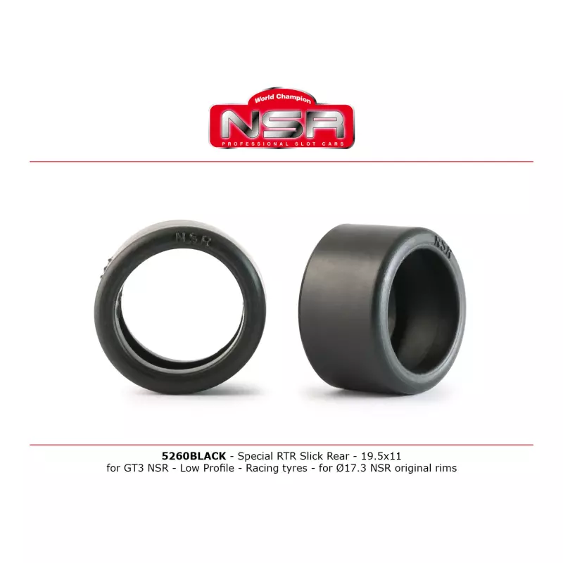  NSR 5260BLACK Special RTR Slick Rear for GT3 NSR - 19.5x11 - Low Profile - Racing tyres (4 pcs)
