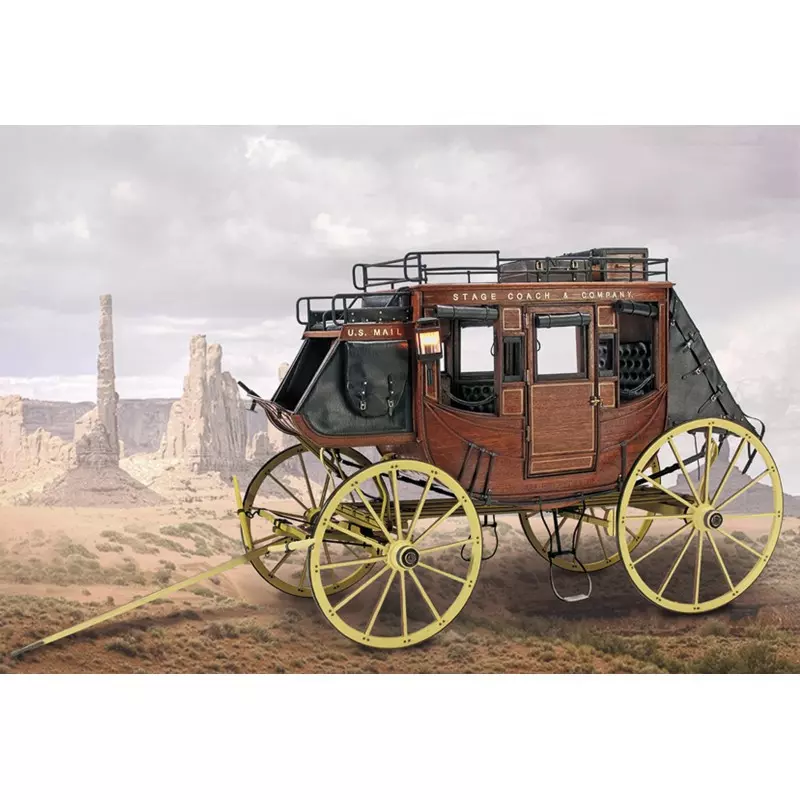 Stagecoach 1848 Wooden Model Kit for Building. At 1:10 Scale