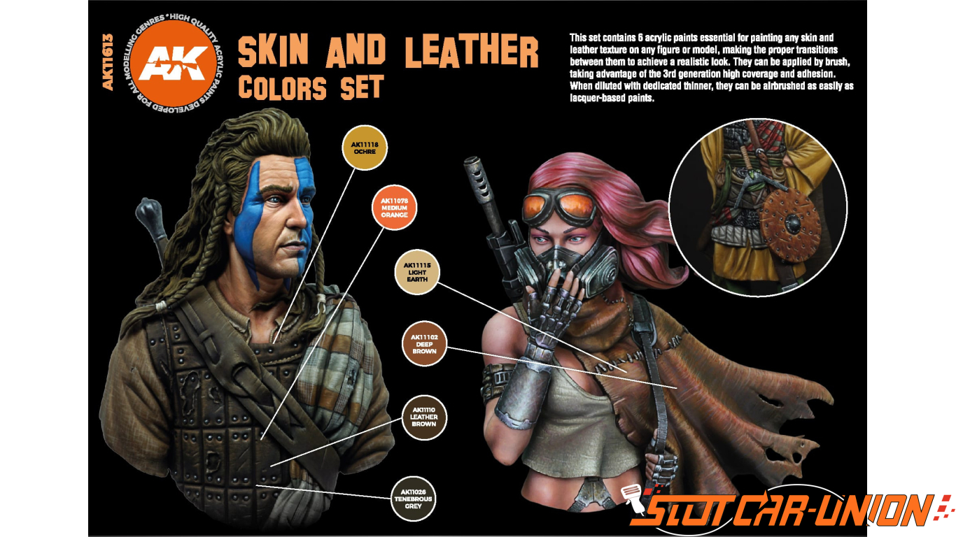 AK Interactive AK11613 Skin and Leather Colors Set 6x17ml - Slot Car-Union