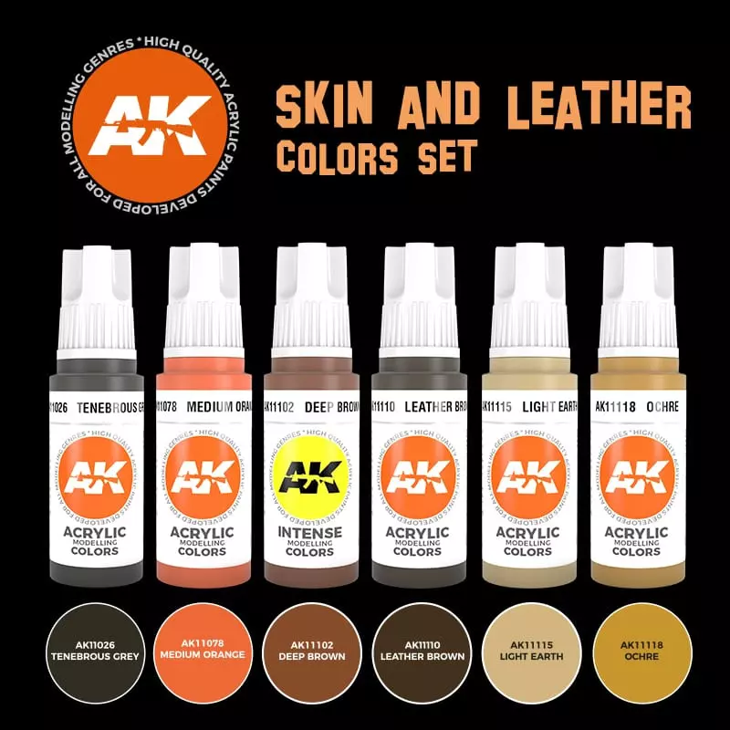 AK Interactive AK11613 Skin and Leather Colors Set 6x17ml