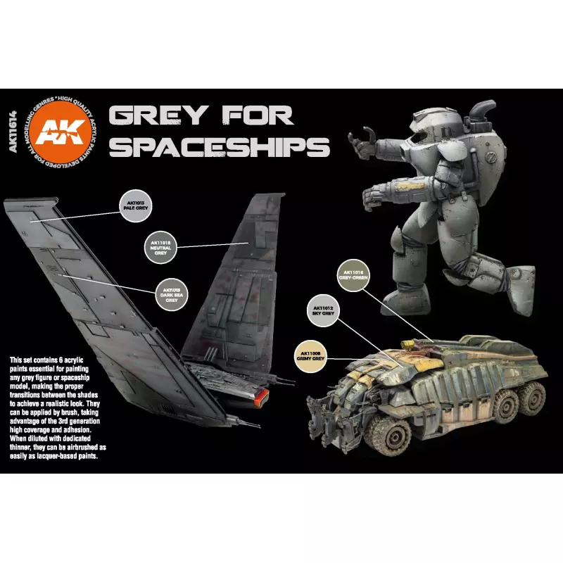 AK Interactive AK11614 Grey for Spaceships Colors Set 6x17ml