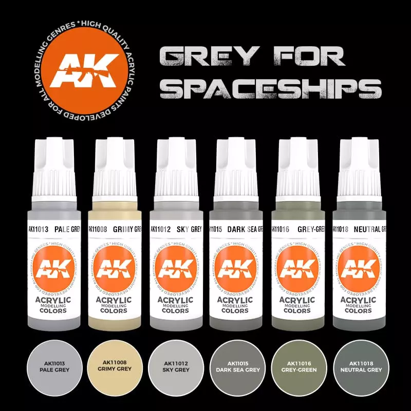 AK Interactive AK11614 Grey for Spaceships Colors Set 6x17ml
