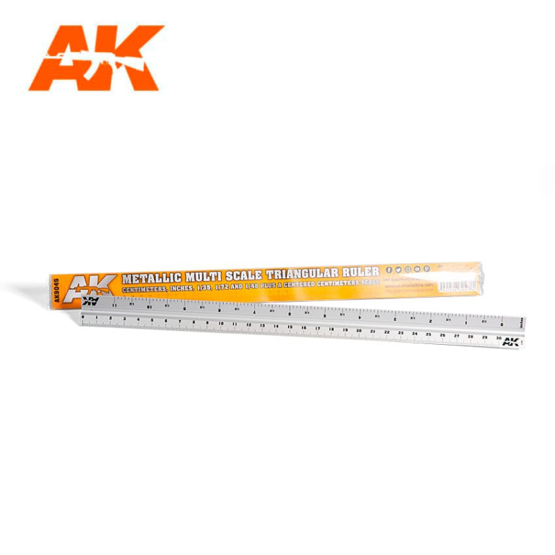                                     AK Interactive AK9049 Règle Triangulaire en Métal Multi Échelles