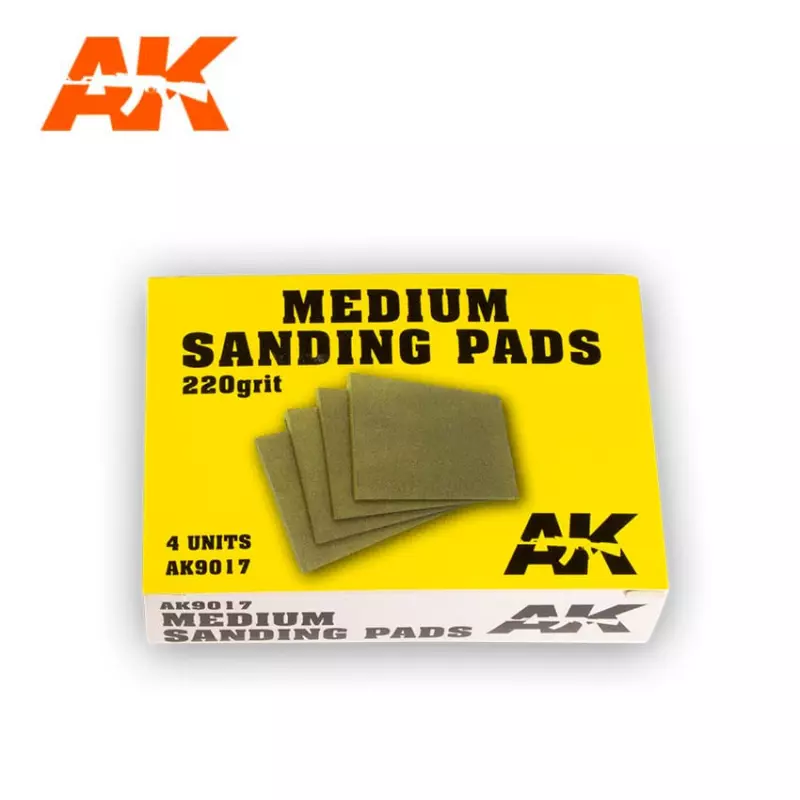 AK Interactive AK9016 Medium Sanding Pads - 220 Grit (4 pcs)