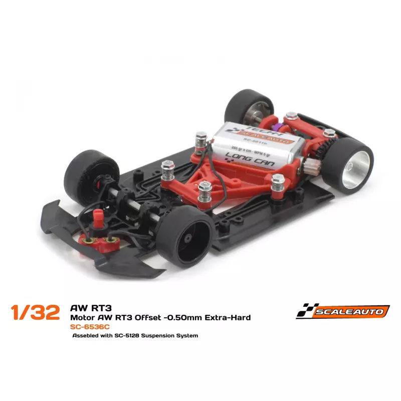 Scaleauto SC-6536C Soporte Motor AW RT3 Offset -0.50mm Extra-Hard (Red)