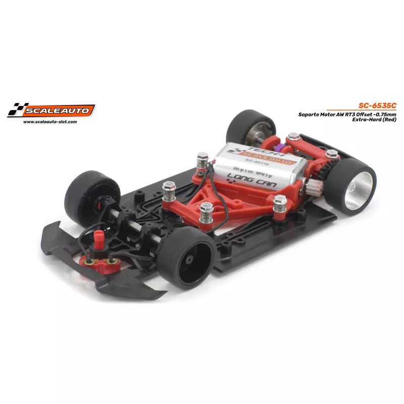 Scaleauto SC-6535C Soporte Motor AW RT3 Offset -0.75mm Extra-Hard (Red)