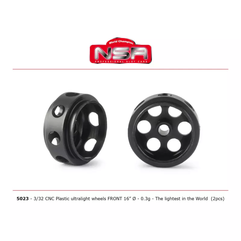NSR 5023 3/32 CNC Plastic Ultralight Wheels - Front Ø 16mm - Only 0.3g 