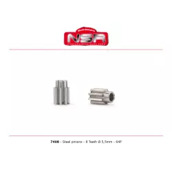 NSR 7408 Pignons acier - 8 dents Ø 5,5mm - 64P (2 pcs)