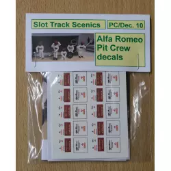 Slot Track Scenics PC/Dec. 10 Pit Crew Decals – Alfa Romeo