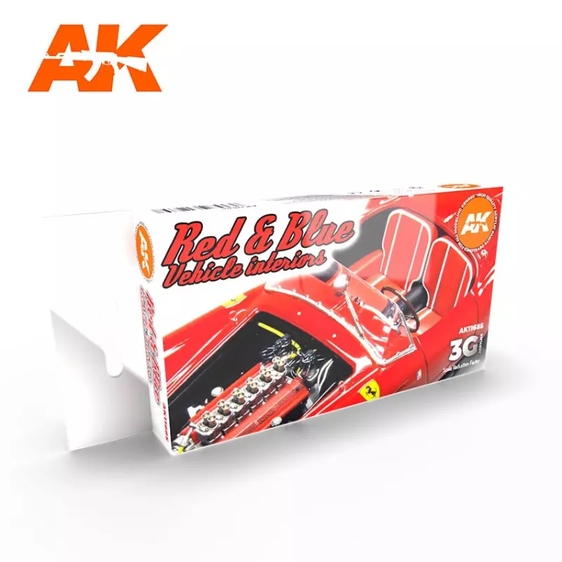  AK Interactive AK11685 Red & Blue Vehicle Interiors Colors Set 6x17ml