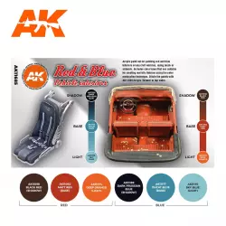 AK Interactive AK11685 Red & Blue Vehicle Interiors Colors Set 6x17ml