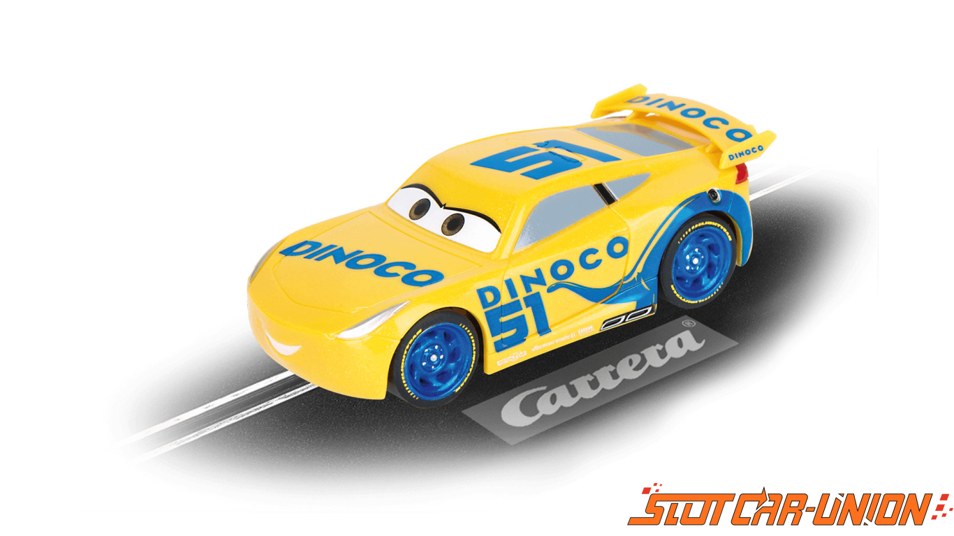 Carrera First Disney/Pixar Cars 3 - Slot Car Race Track - Includes 2 cars:  Lightning McQueen and Dinoco Cruz - Battery-Powered Beginner Racing Set for