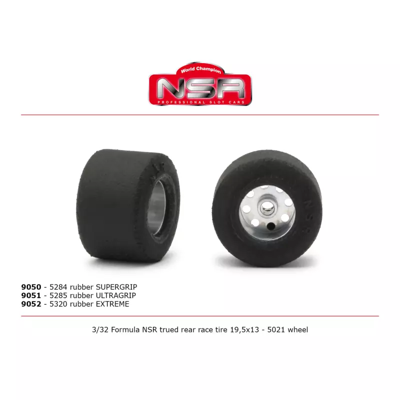 NSR 9050 3/32 Pneu de course arrière rodé Formula SUPERGRIP 19,5x13 (2 pcs)