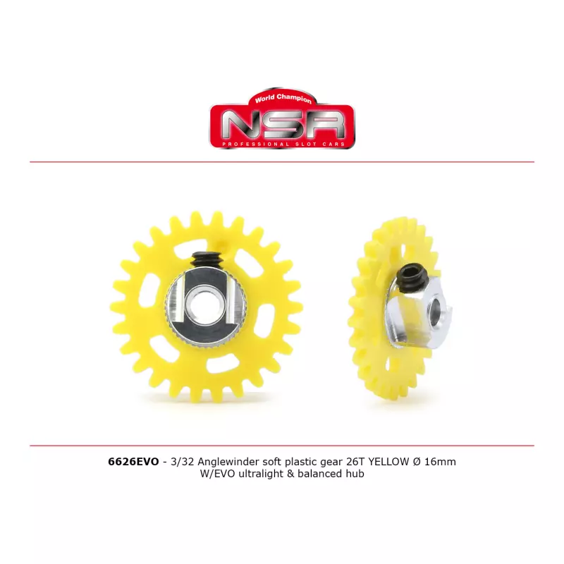  NSR 6626EVO 3/32 Plastic Gear with aluminium hub - 26 Teeth Ø 16mm - Anglewinder 15°