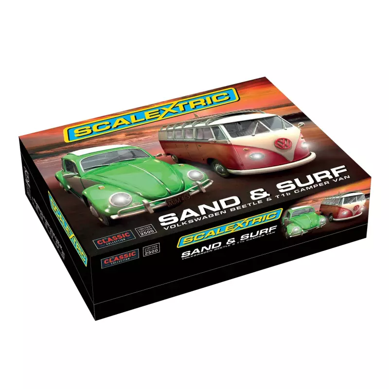 Scalextric C3371A Sand & Surf VW Beetle and VW Camper Van Edition Limitée