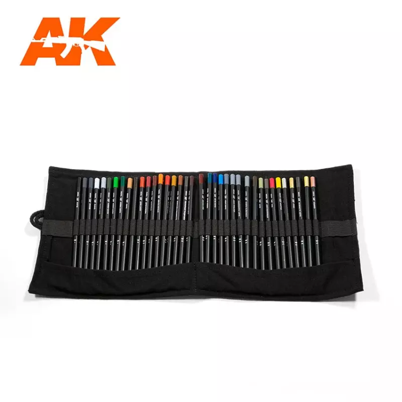 AK Interactive AK10048 Weathering Pencils Full Range Cloth Case