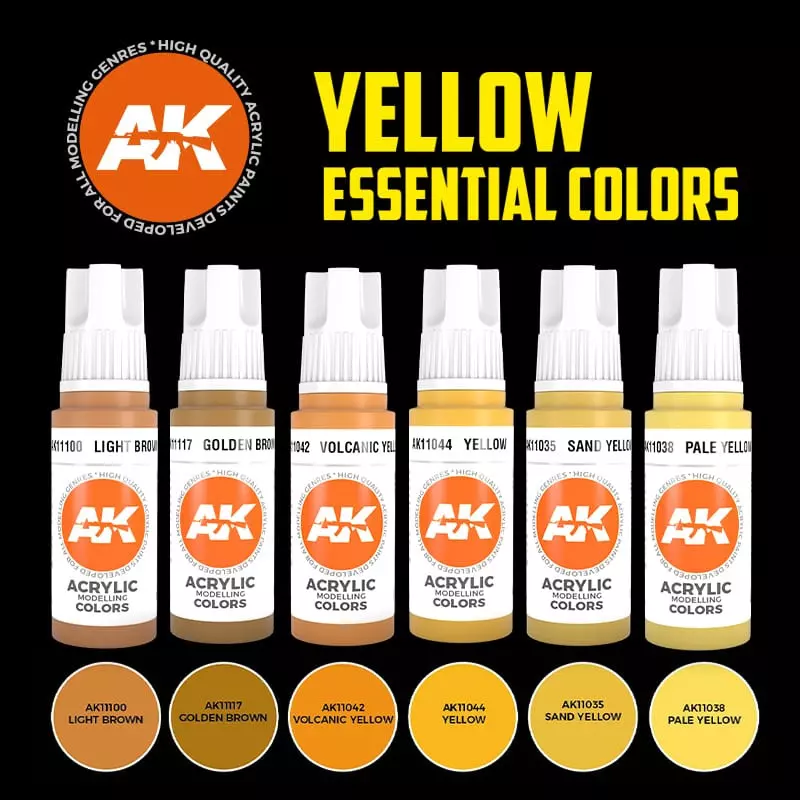 AK Interactive AK11615 Yellow Essential Colors Set 6x17ml