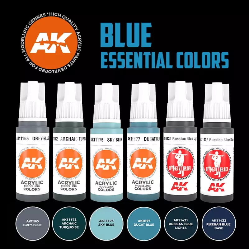 AK Interactive AK11618 Set Couleurs Essentielles Bleues 6x17ml