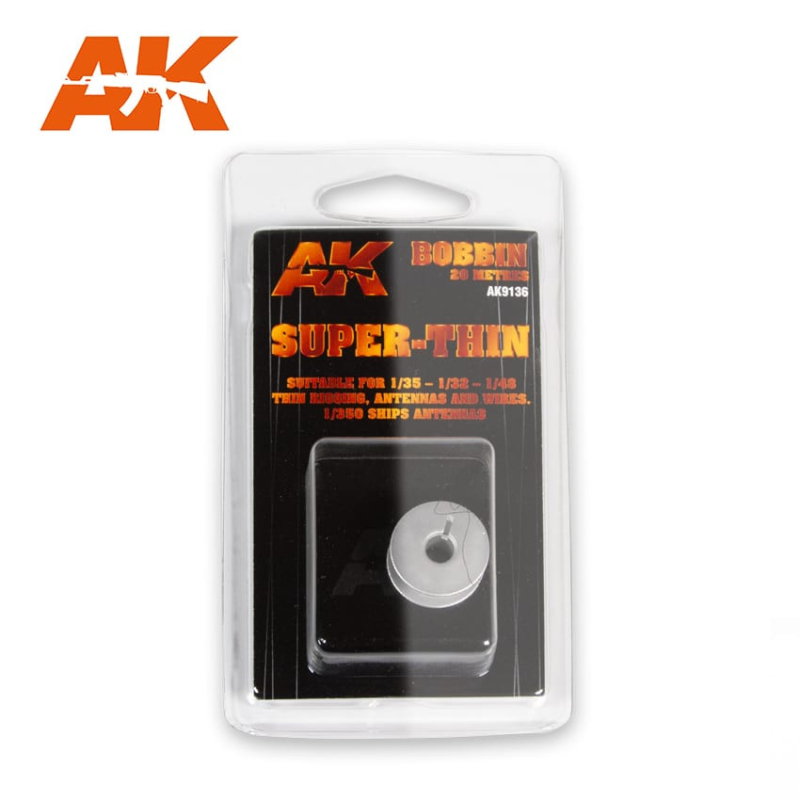                                     AK Interactive AK9136 Elastic Rigging Bobbin Super-Thin (suitable for 1:35 / 1:32 / 1:48 / 1:350)