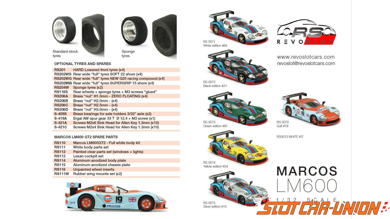Revoslot Marcos LM600 GT2 Martini Silver Revo Slot Car 1/32 Scale RS0075