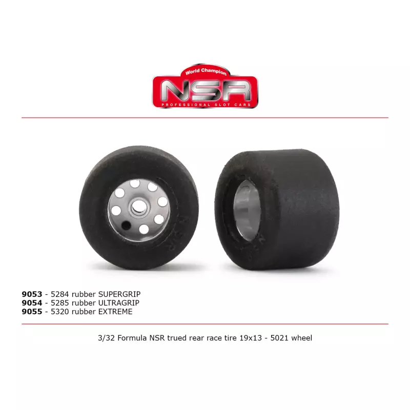 NSR 9053 3/32 Pneu de course arrière rodé Formula SUPERGRIP 19x13 (2 pcs)