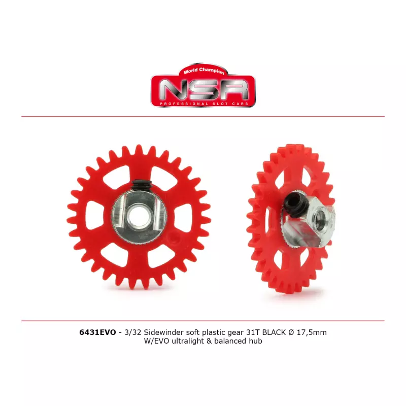 NSR 6431EVO 3/32 Plastic Gear with aluminium hub - 31 Teeth Ø 17,5mm - Sidewinder