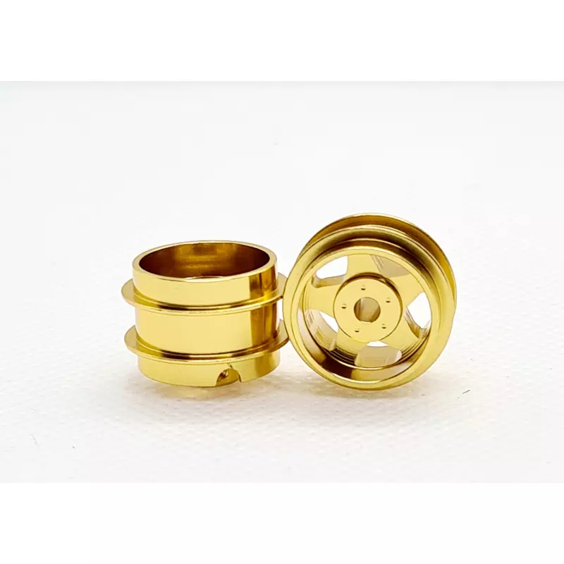  STAFFS02 Five Spoke Gold Wheel 15.8mm x 10mm (2 pcs)