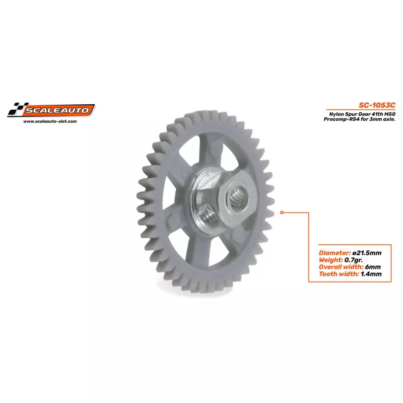 Scaleauto SC-1053C Nylon Spur Gear 41th M50 Procomp-RS4 for 3mm axle