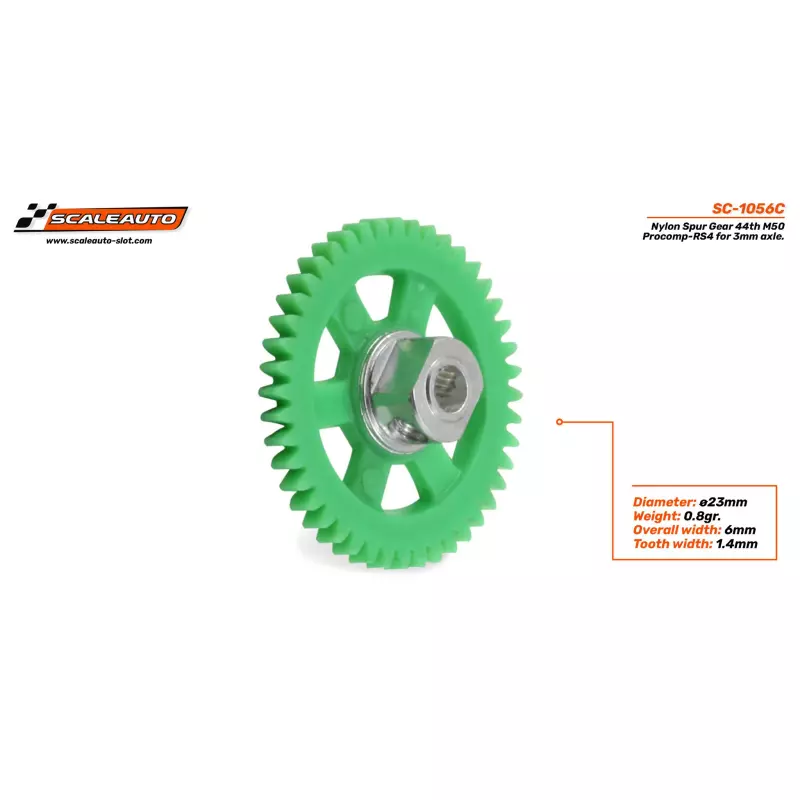  Scaleauto SC-1056C Nylon Spur Gear 44th M50 Procomp-RS4 for 3mm axle