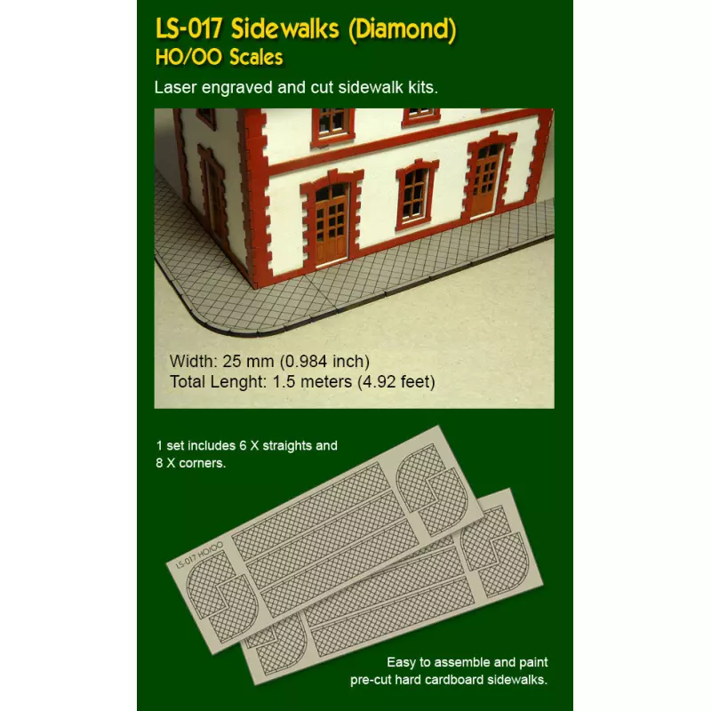 Proses LS-017 Trottoirs découpés au laser HO/OO (Diamant)