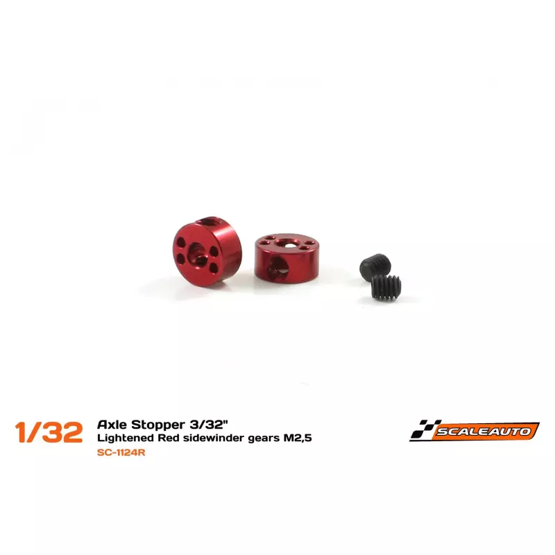  Scaleauto SC-1124R Axle stopper for 3/32" lightened red anodized aluminium, for anglewinder/sidewinder gears