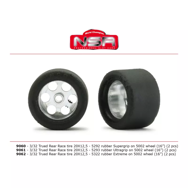  NSR 9060 3/32 Trued Rear Race tire SUPERGRIP 20x12,5 (2 pcs)