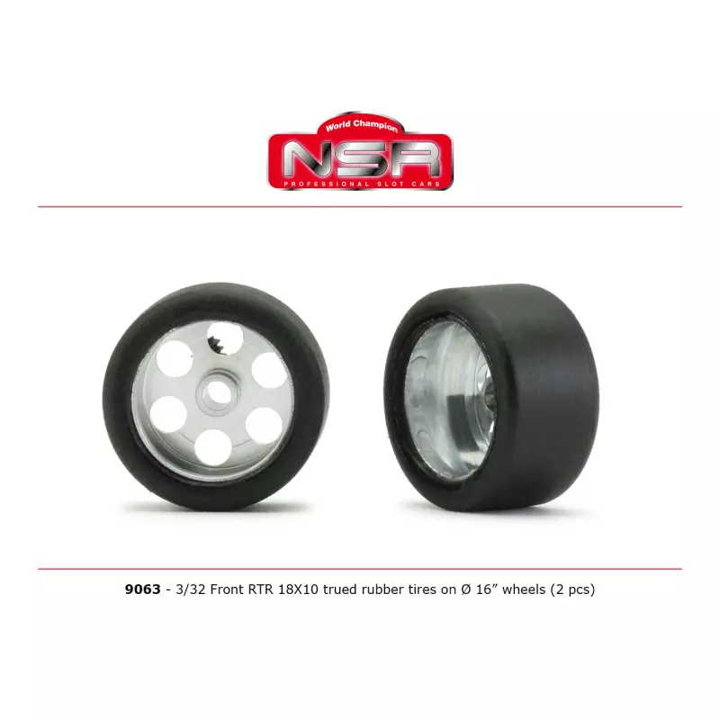  NSR 9063 3/32 Front RTR 18x10 trued rubber tires on Ø16" wheels (2 pcs)