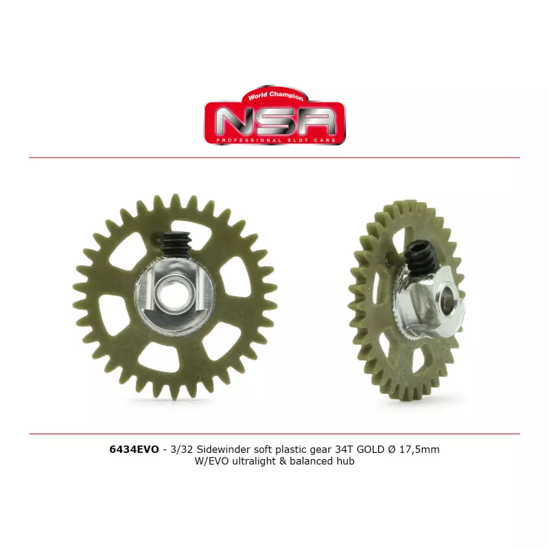  NSR 6434EVO 3/32 Plastic Gear with aluminium hub - 34 Teeth Ø 17,5mm - Sidewinder