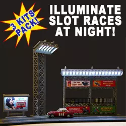 Pack of 3 Slot Car Kits with Lights