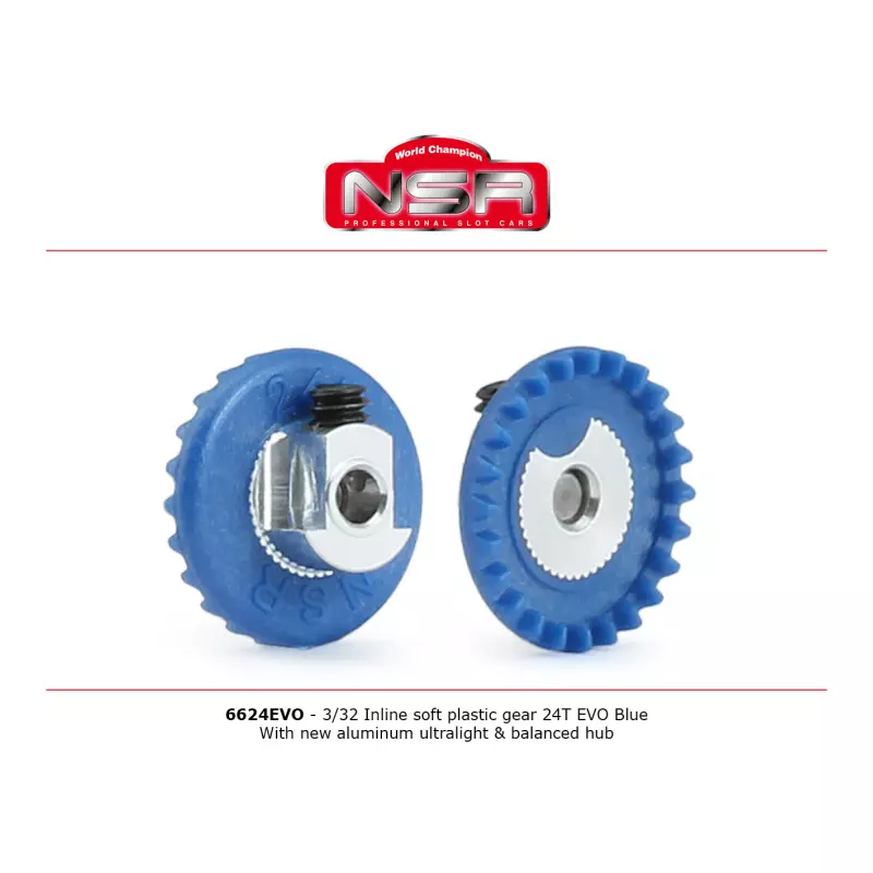  NSR 6324EVO 3/32 Plastic Gear - 24 Teeth - Inline - Aluminum hub - Ultralight & balanced hub