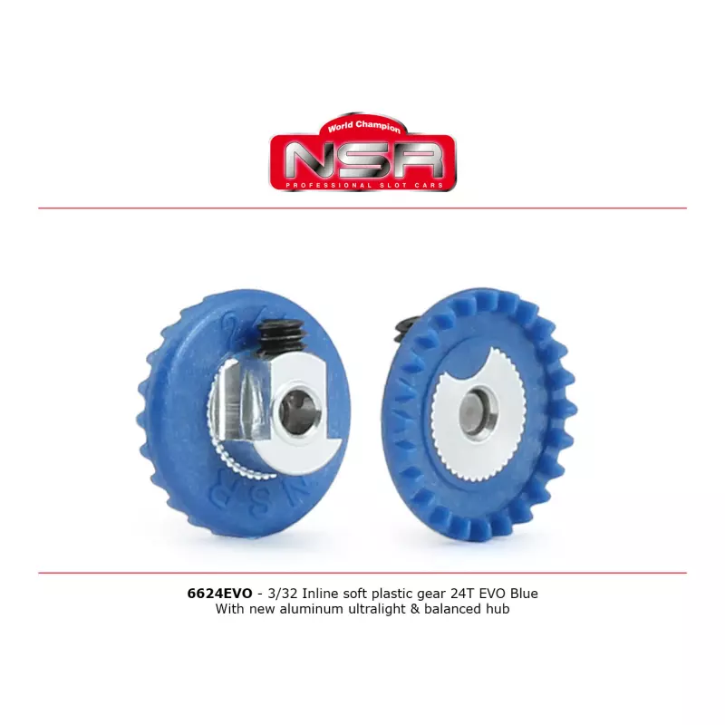 NSR 6324EVO 3/32 Plastic Gear - 24 Teeth - Inline - Aluminum hub - Ultralight & balanced hub