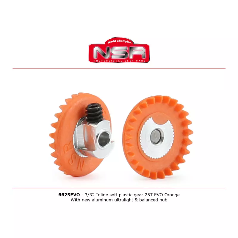  NSR 6325EVO 3/32 Plastic Gear - 25 Teeth - Inline - Aluminum hub - Ultralight & balanced hub