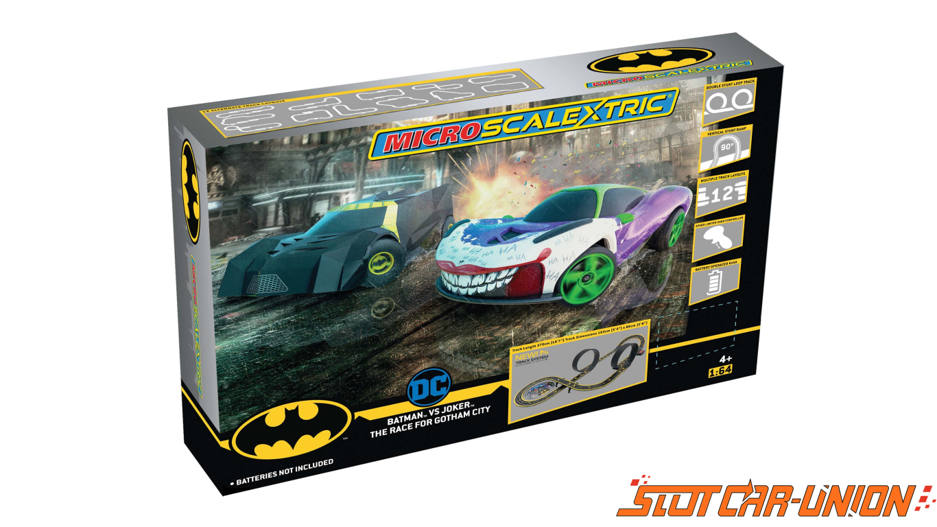 Micro Scalextric G1177 Batman vs Joker The Race For Gotham City Battery Powered Set Slot Car Union