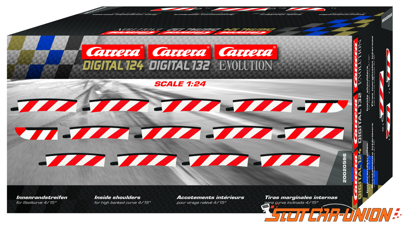 Carrera 20596 Radius 4 Banked Curve Inner Borders 15° (12 pcs) - Slot  Car-Union