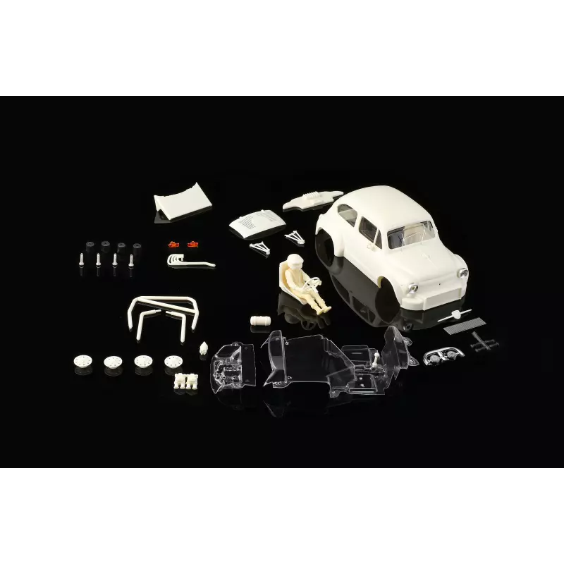  BRM S-401F FIAT 1000TCR kit carroserie blanche complète avec cockpit lexan + enjoliveurs de roue