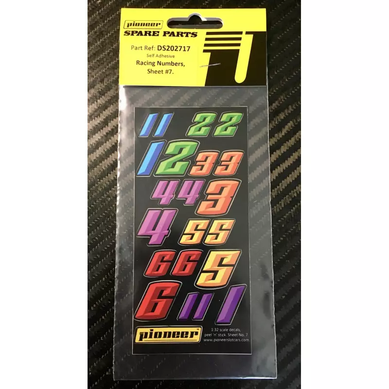  Pioneer DS202717 Sticker sheet No 7, Various Racing numbers