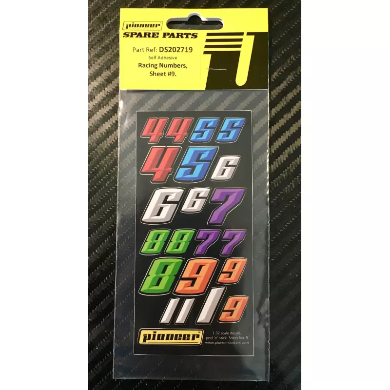 Pioneer DS202719 Sticker sheet No 9, Various Racing numbers