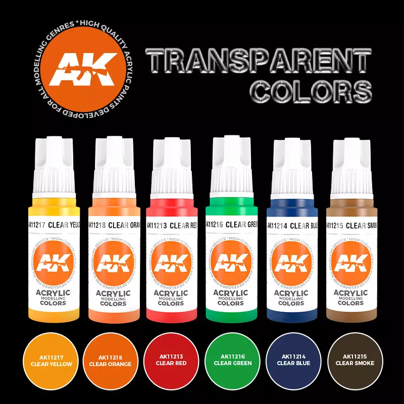 AK Interactive AK11758 Set Couleurs Transparentes 6x17ml
