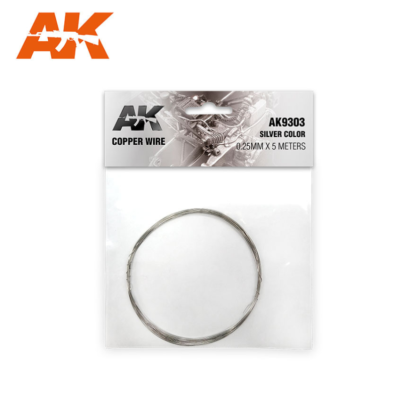                                     AK Interactive AK9303 Copper Wire 0.25mm x 5 meters SILVER COLOR