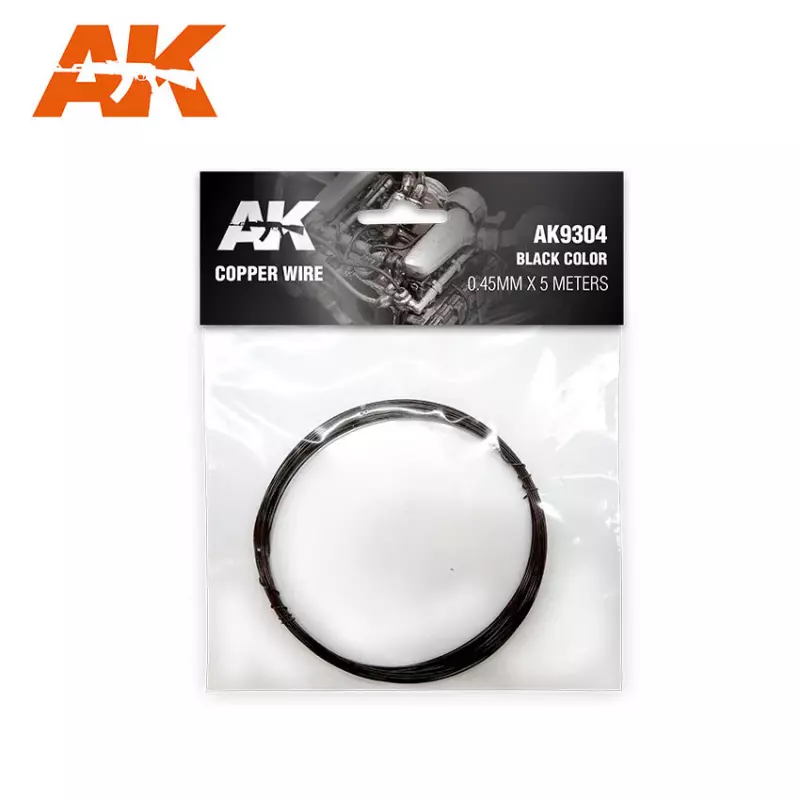  AK Interactive AK9304 Copper Wire 0.45mm x 5 meters BLACK COLOR