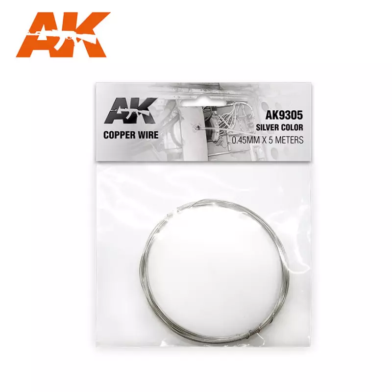  AK Interactive AK9305 Copper Wire 0.45mm x 5 meters SILVER COLOR