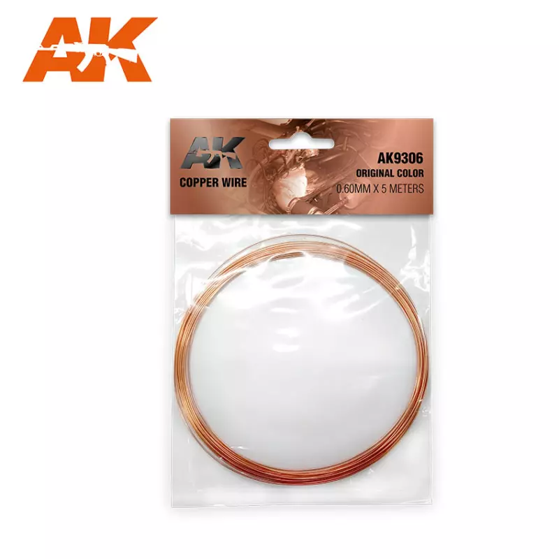  AK Interactive AK9306 Fil de Cuivre 0.60mm x 5 mètres COULEUR ORIGINALE