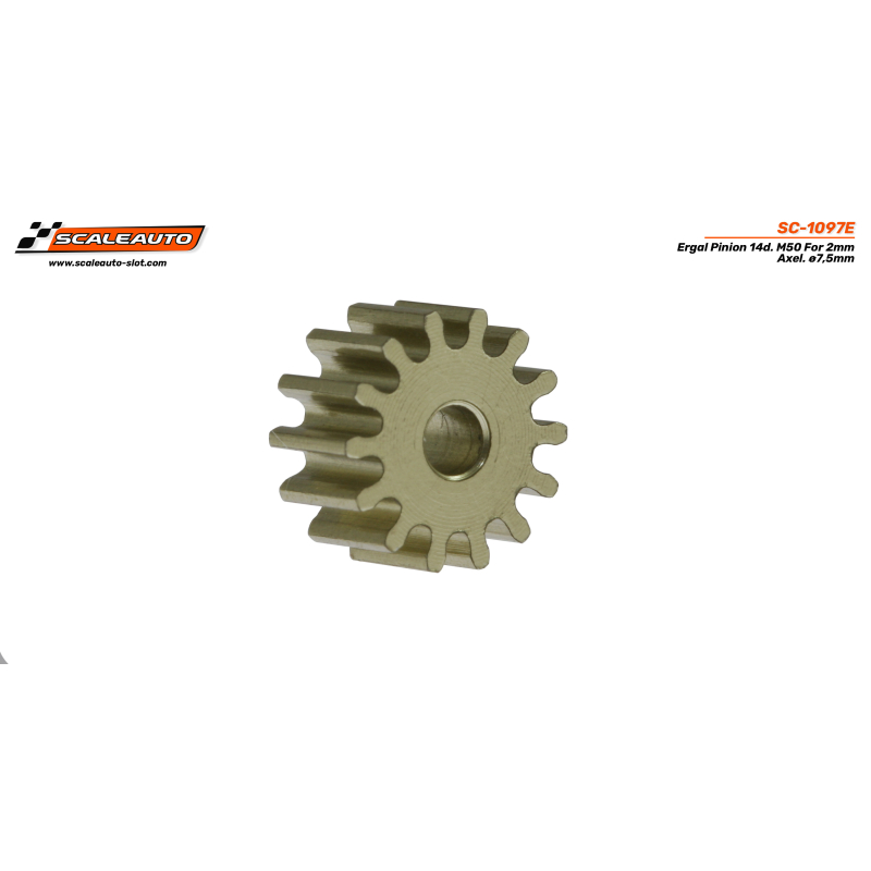                                     Scaleauto SC-1097E Ergal Pinion 14 Tooth M50 for 2mm motor axle - ø7,5mm (2 pcs)
